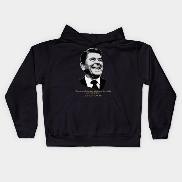 Ronald Reagan Quote Kids Hoodie by Nerd_art